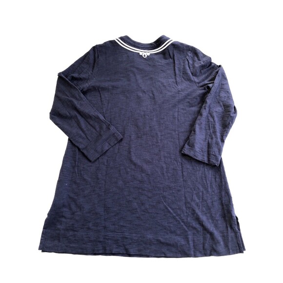 Lilly Pulitzer Tunic Top Size Medium Navy Kaia Knit Resort Coastal White V Neck - Picture 5 of 10